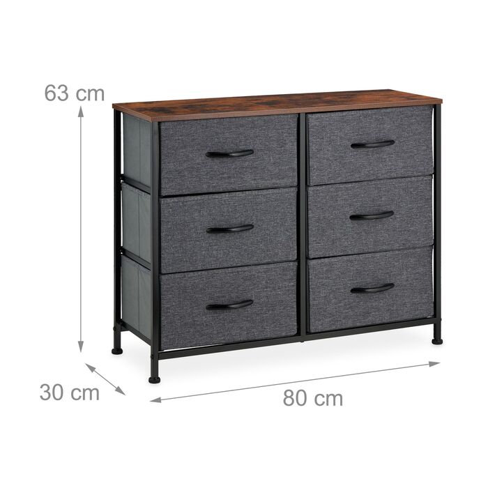 Комод Relaxdays з 6 висувними ящиками