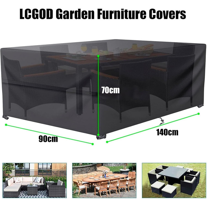 Водонепроникний чохол для садово-патіо меблів 600D Oxford, захист від пилу та УФ-променів (242x162x100cm, 140x90x70cm)
