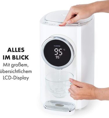 Klarstein Hot Spring Plus: Дозатор гарячої води, 5 л, LCD-дисплей, 45-95°C, нержавіюча сталь, захист від сухого кипіння та перегріву, блокування від дітей