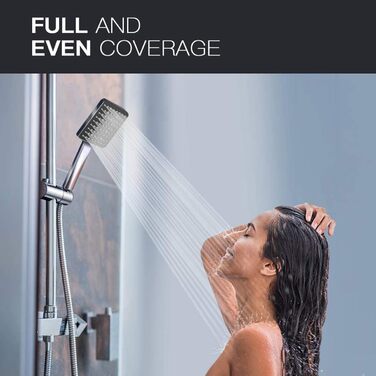 Насадка для душу Newentor Regendusche [TESTSIEGER], велика ручна лійка, водозберігаюча, високого тиску, XXL з 6 режимами струменя (без шлангу), матова чорна (Duschkopf, без шлангу)