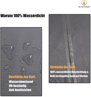 Захисний чохол для саудового дивану F&J Outdoors, водонепроникний, UV-стійкий, сірий, 208x99x89/61 см