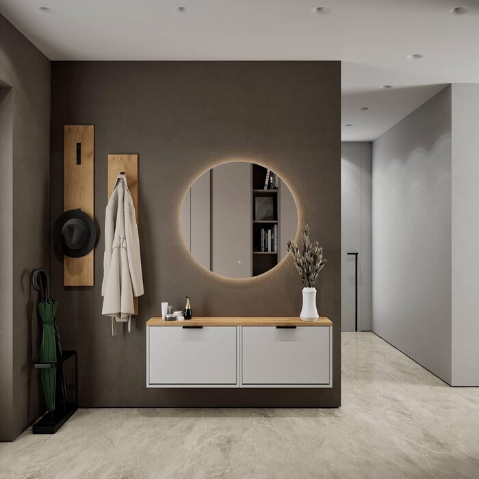 Взуттєва шафа Planetmöbel вузька з 6 полицями, комод для прихожей, коридору, гардеробу 60 x 23 x 118 см, білий сірий