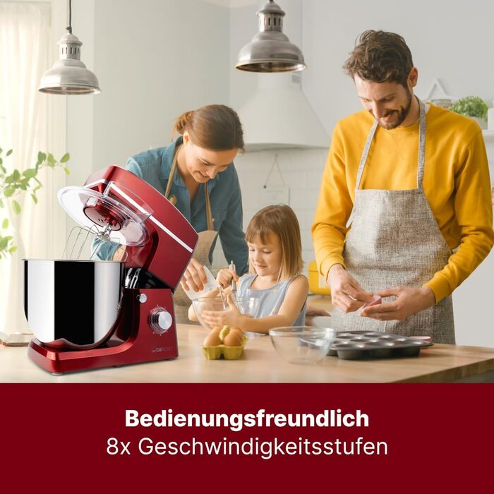 Кухонна машина Clatronic KM 3765 XXL: 10л, 1500W, міксер, гак для тіста, насадка для збивання, захист від розбризкування