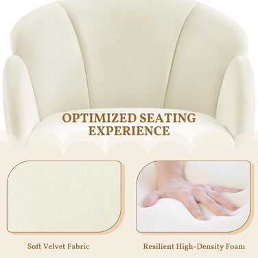 Офісний стілець Yaheetech 360° обертовий, оксамитовий, з подвійним сидінням, бежевий - для офісу, спальні, вітальні