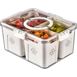 Організатор для холодильника з кришкою, прозорий, 3 відділення, стековий, для зберігання продуктів