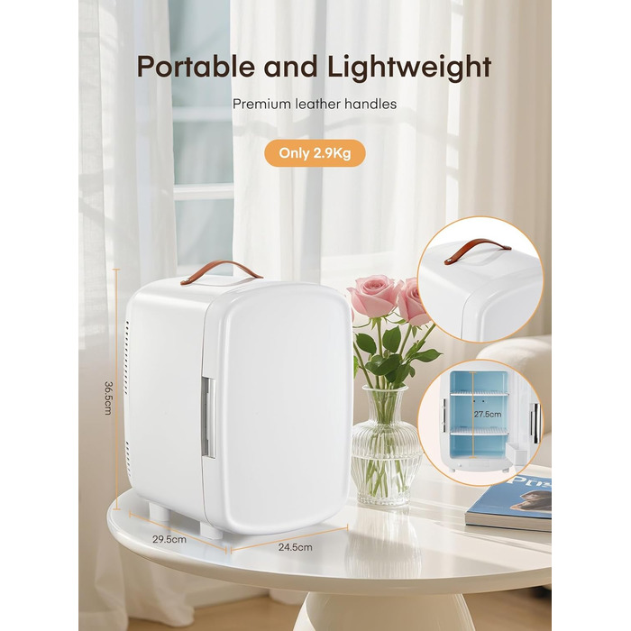 Міні холодильник FOHERE 10 л (12 банок), білий: для косметики, напоїв, авто, офісу