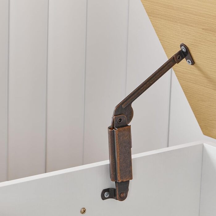 HOOBRO Лавка з ящиком для іграшок, 100 см, білий та натуральне дерево, з безпечним шарніром, для дому