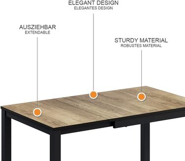 Розсувний обідній стіл Vicco Granny, 120x70 см, дуб/антрацит, 80-120x76x70 см