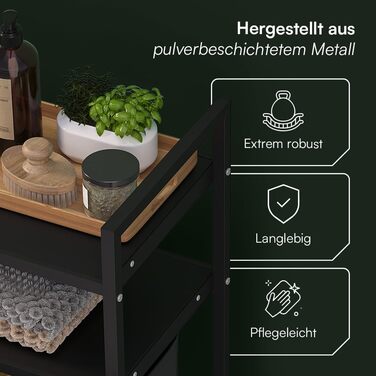 STEELSØN Rigil Кошик для білизни з 2 відділеннями та полицею з бамбука – 2 кошики по 45 л, чорний – металевий сортер для білизни з висувними мішками