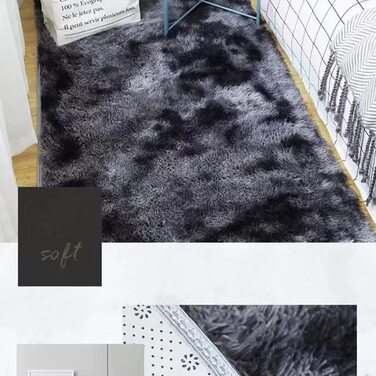 Килим з високим ворсом, 80x160, білий Сучасний пухнастий м'який килим, прикраса для вітальні, дитячої кімнати, спальні, передпокою, вуличний килим з довгим ворсом, хутряний килим зі штучного хутра, однотонний килимок для ліжка (темно-сірий, 160 x 230 см)