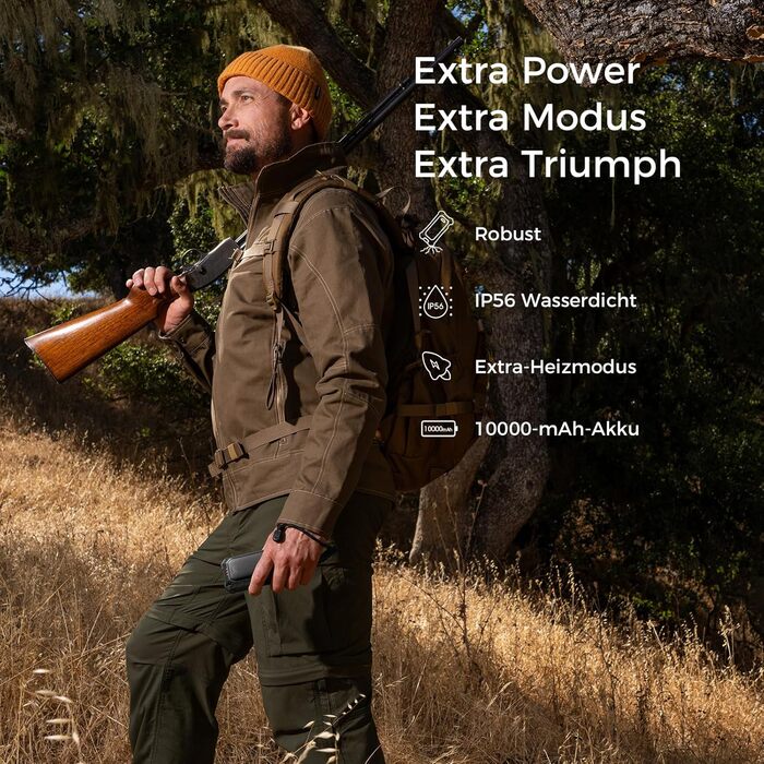 Електричний грієчка OCOOPA UT4 Extreme, 10000 mAh, USB Powerbank, ліхтарик, IP56, чорний