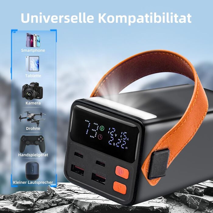 Портативний Power Bank 80000mAh 100W з USB-C, LED дисплеєм для iPhone, MacBook, iPad, дронів та ноутбуків. Ідеальний для подорожей, кемпінгу та активного відпочинку.