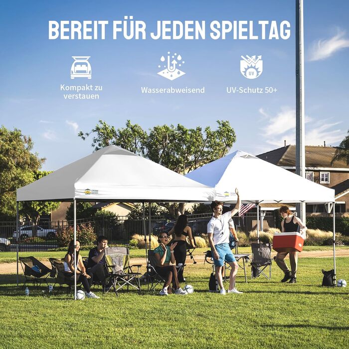 Павільйон CROWN SHADES 3x3: водовідштовхуючий, зимостійкий, з UV захистом 50+, для кемпінгу та відпочинку на природі. Регульована висота, з сумкою. Білий в клітинку
