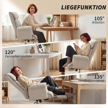 Офісний крісло з регулюванням нахилу та висоти, ергономічне крісло для роботи з підлокітниками та підніжкою, висока спинка, розміри 75 x 77 x 110-118 см, сірий