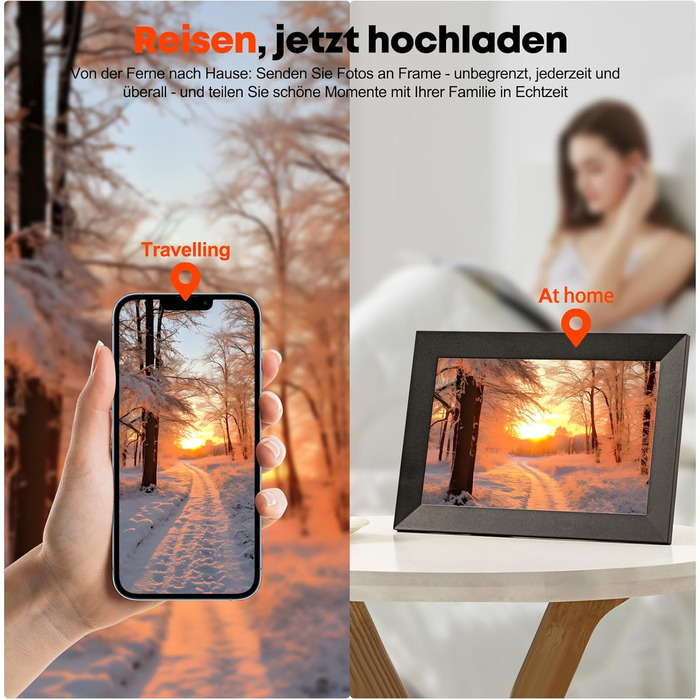 Цифровий фоторамка Hiyyaa з Wi-Fi, 10.1 дюйма, 32GB, IPS LCD сенсорний екран, Frameo App для обміну фото та відео