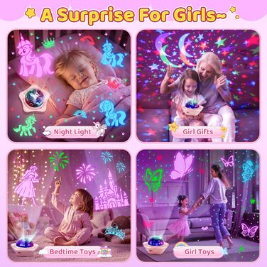 Проєктор зоряного неба One Fire Sternenhimmel для дітей: 96 режимів + 6 фільмів, нічник, обертання 360°, рожевий, з пультом ДУ, подарунок для дівчаток 1-9 років