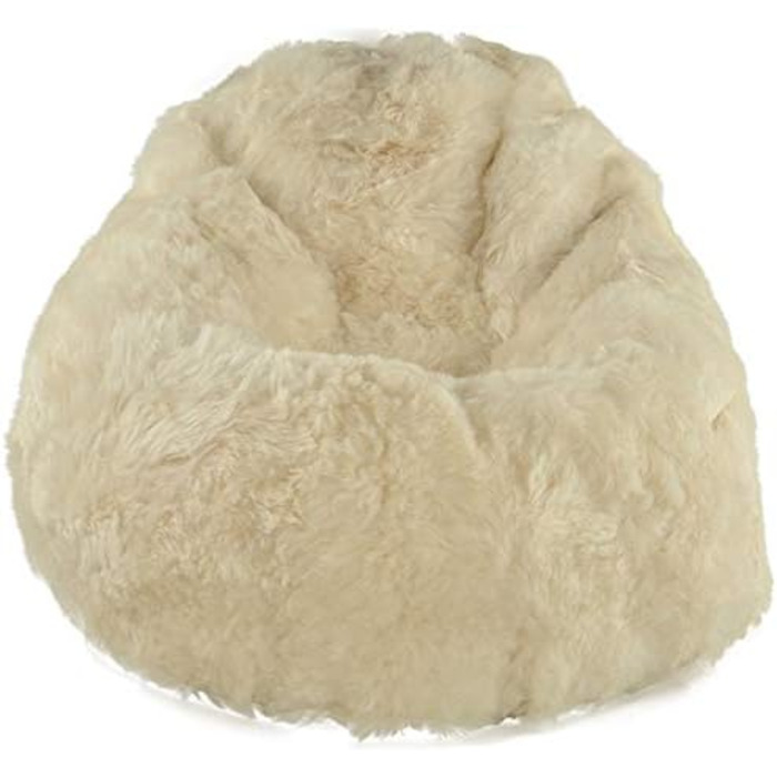 Загальна сумка-мішок з баранячої шкіри Pouf Cream White Bean Bag з натуральної ісландської овечої шкіри з внутрішнім мішком і наповнювачем з пінополістиролу