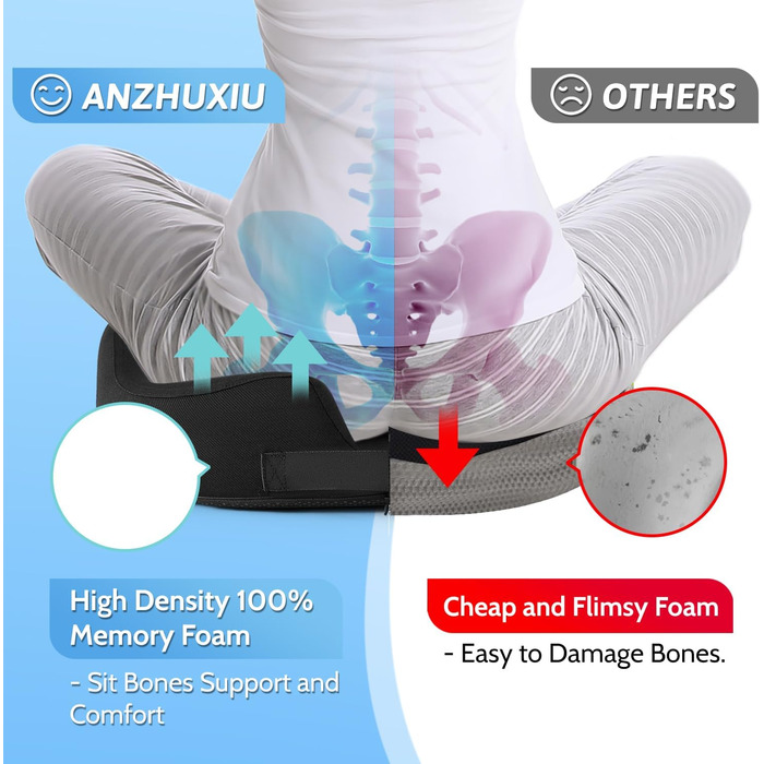 Подушка-пончик для геморою та болю в куприку, велика чорна подушка для вагітних та після пологів