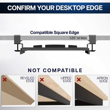 Висувна платформа для клавіатури VIVO під стіл, біла, 68.6 x 27.9 см (з кріпленням)