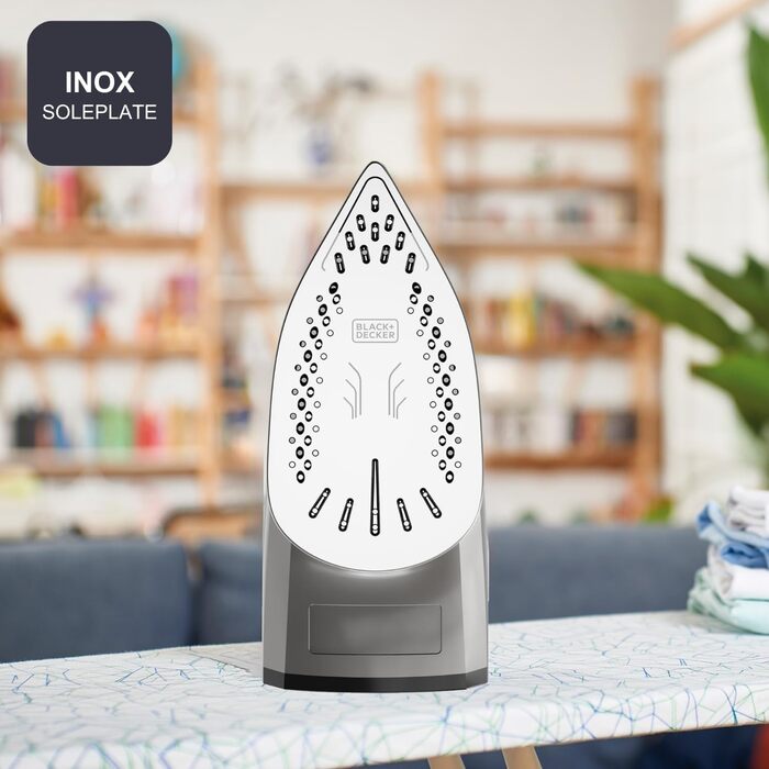 Праска BLACK+DECKER BXIR2605E з парою, 2600 Вт, нержавіюча підошва, антинакип, самоочищення, видаляє віруси та бактерії
