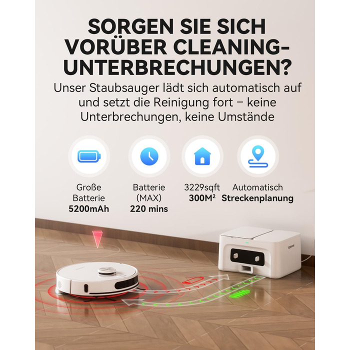 Робот-пилосос Tesvor S8 Pro з функцією миття - 8000Pa, 3-в-1, LiDAR-навігація, 240 хв роботи, керування через додаток/Alexa, для шерсті тварин, килимів та твердих підлог