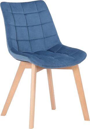 Набір з 2-х обідніх стільців Passaic, велюр, ергономічна м'яка подушка, захист для підлоги, до 150 кг, блакитний колір
