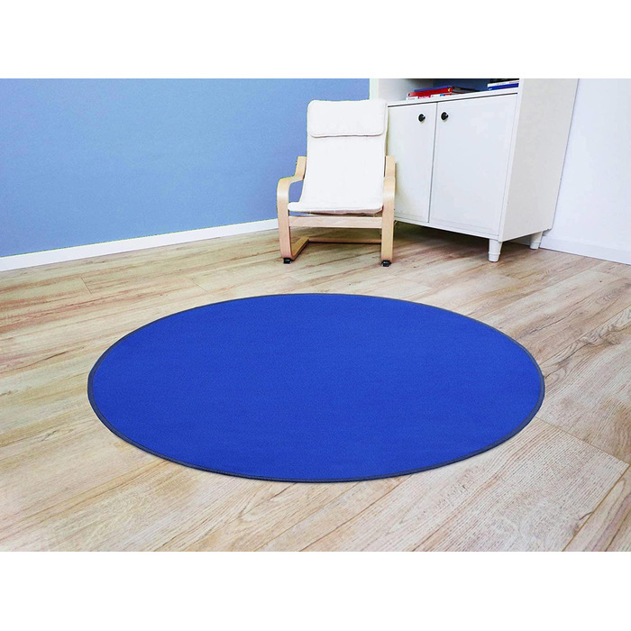 Ідеї Primaflor в текстилі дитячий ігровий килим Суцільний колір коло сидінь-близько 100 см, велюровий килим з коротким ворсом для дитячих кімнат, дитячих садків і шкіл (близько 67 см, синій)