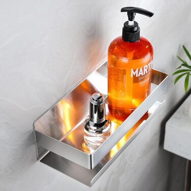 Поличка для душу без свердління - 2 шт. з нержавіючої сталі, органайзер для ванної кімнати, тримач для шампуню (1 шт., сріблястий)