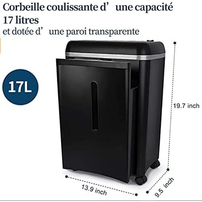 Шредер WOLVERINE P5 для безпечного знищення документів, 8 листів, мікроріз, для паперу та кредитних карт, тихий, знімний контейнер 17л (Чорний)