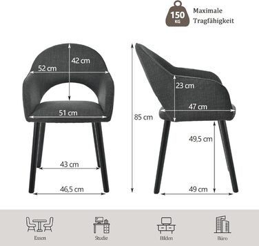 Елегантні кухонні стільці з підлокітниками (2 шт.) - бежевий, дерево, поліестер