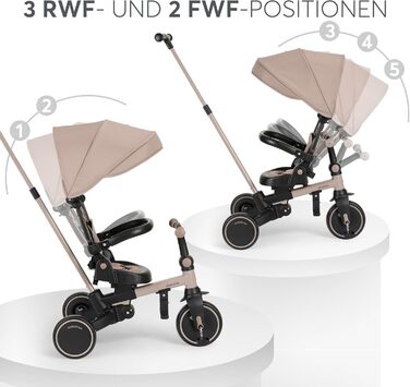 KikkaBoo Триколісний велосипед 8-в-1 з ручкою для батьків Aluma (Бежевий) від 1 року. Дитячий велосипед з поворотним сидінням, ременем безпеки, алюмінієвою рамою.