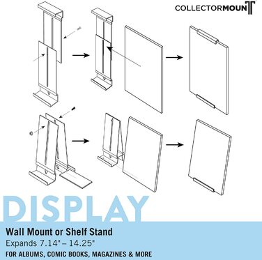Підставка для вінілових платівок CollectorMount і настінне кріплення для монтажу альбомів, невидиме і регульоване, комплект (2)