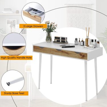 Стол письмовий з шухлядами 110 см SogesHome - білий, 110 x 50 см