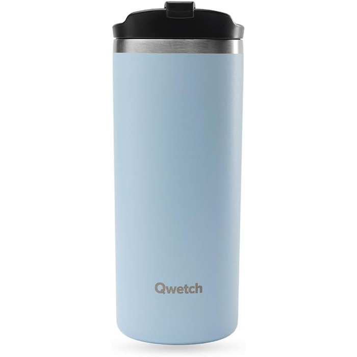 Термокружка QWETCH з нержавіючої сталі 470 мл - ізоляційний термос для кави та чаю - зберігає тепло 6 годин, холод 12 годин - без BPA, не протікає, багаторазовий - термос для подорожей (Пастельно-блакитний)