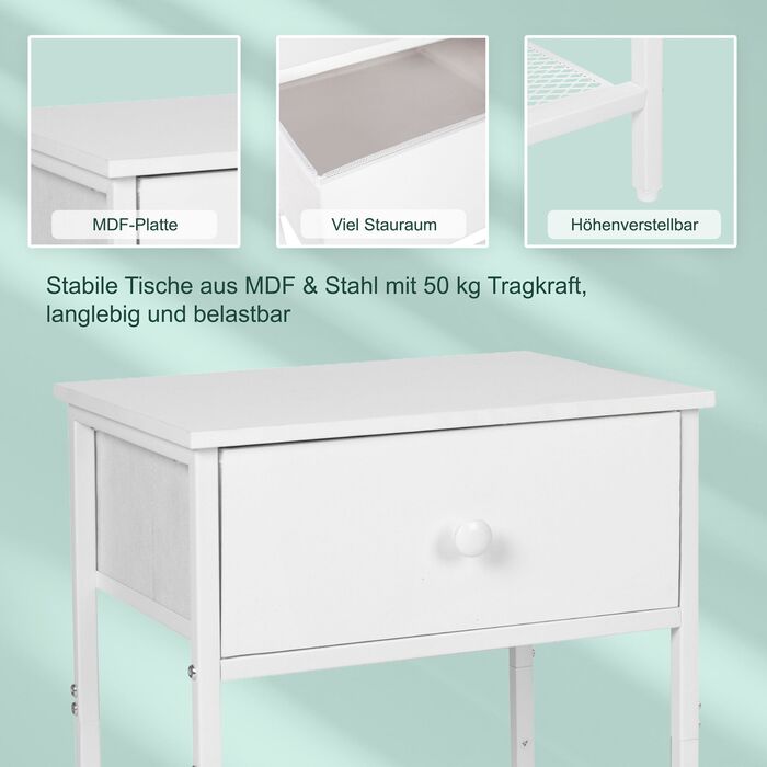 Набір приліжкових тумбочок Relaxdays (2 шт.) з ящиком та полицею