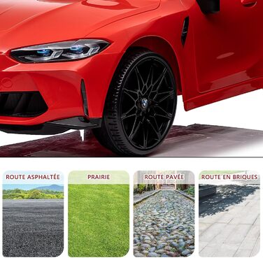 Дитячий електромобіль BMW M4 з ліцензією, 12V, з пультом 2,4G, швидкість 3 км/год, LED, музика, сигнал, для дітей від 3 років, червоний