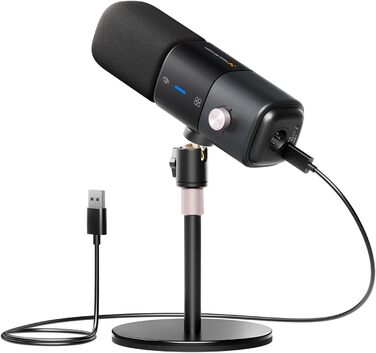 Kondensторний мікрофон NearStream AM25X USB/XLR зі стійкою: Набір для подкастів, стримінгу, студії та ігор на PC/PS5/PS4. З функцією моніторингу та шумозаглушенням.