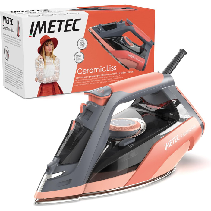 Праска з парою Imetec Activation з керамічно-турмаліновою підошвою, 2400 Вт, ZeroCalc, 200 г/хв