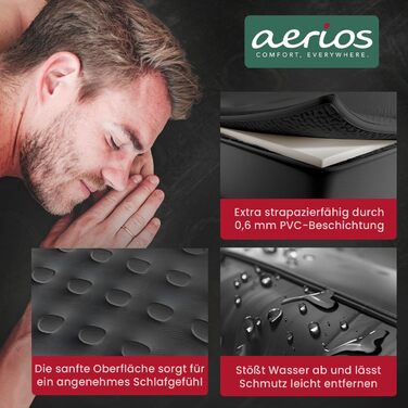 Надувне ліжко для 2 осіб - самонадувна повітряна матрац | Преміум гостьове ліжко без кабелю живлення - інтегрована USB-C помпа - надувне ліжко. Виберіть розмір зараз! Чорний двоспальний