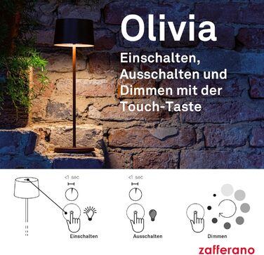 Zafferano Olivia Pro: Портативна LED-лампа з торшером, регулювання яскравості, 2200-3000K, Corten, для дому та саду