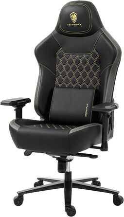 Ігровий крісло Dowinx для геймерів, офісне крісло з підлокітниками 4D та масажем попереку, чорне, витримує до 200 кг