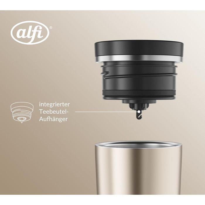 Термокружка Alfi ISO COFFEE MUG PRO, 0.38 л, нержавіюча сталь, для кави з собою, з ізоляцією, 6 годин гаряча, 12 годин холодна, без BPA, для миття в посудомийній машині (Champagne)