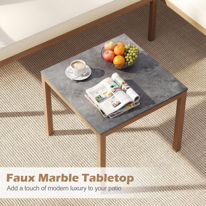 Садовий набір меблів з ротангу COSTWAY: Лаунж-комплект з столом та подушками для саду, балкону, тераси (Бежевий)