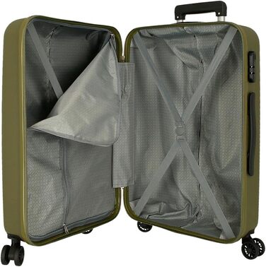 Чохол-валіза Roll Road Flex з ABS-пластику, кодовий замок, 4 колеса, ручна поклажа, зручний внутрішній простір (набір 2 шт., хакі)