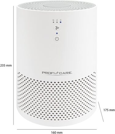 Повітряочисник ProfiCare® PC-LR 3075: для кімнат до 20 м², 2 фільтри, сенсорне керування