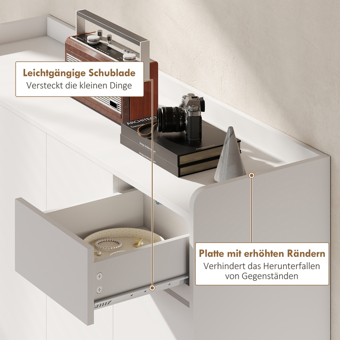 Шафа для взуття HOMCOM з безручковим дизайном, 4 дверцятами, 4 регульованими полицями, окремо стояча полиця для взуття на 5 дерев'яних ніжках, дерево, білий