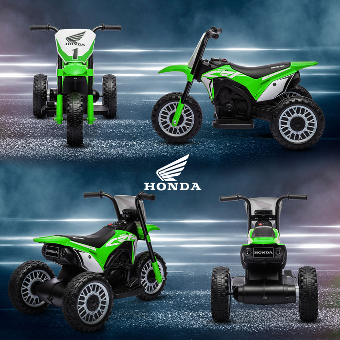Дитячий електромотоцикл HOMCOM, 6V дитячий мотоцикл з гудком, музикою під час запуску, дитячий транспорт, 3 км/год, для дітей 3-6 років, зелений