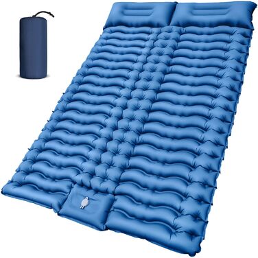 Кемпінговий надувний матрац Yuzonc Isomatte з вбудованим насосом-помпою та подушкою, компактний двопомісний матрац для походу, туризму та пляжу