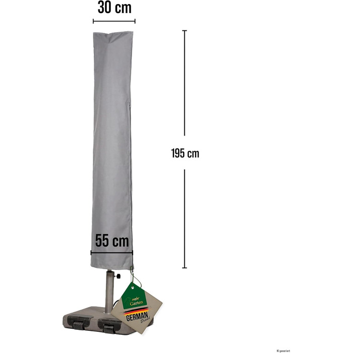 Чохол для парасольки круглий/кутовий сірий, Oxford 600D, водонепроникний, UV-стійкий, до 450см (діаметр) / 320x320см (кути)