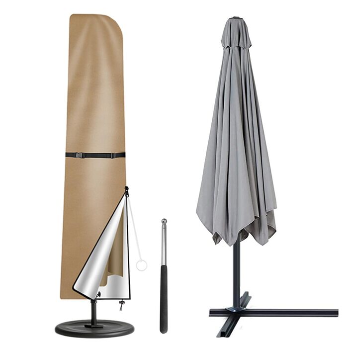 Чохол для парасольки/маркетки 240x57/57см, захисний чохол від сонця, UV захист, для парасольки до 400см Ø, коричневий/хакі